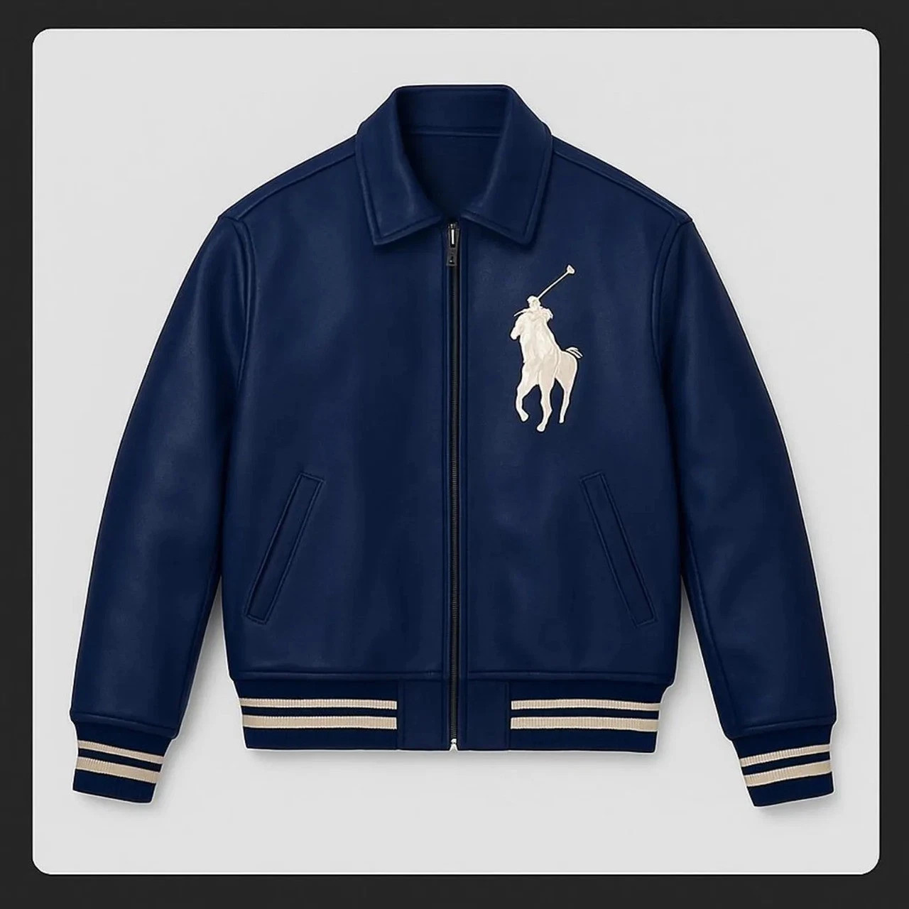 Unisex Polo Custom Leather Jacket Premium Cowhide Motorcycle Bomber Style Handma Unisex Polo Custom Leather Jacket Premium Cowhide Motorcycle Bomber Style Handma