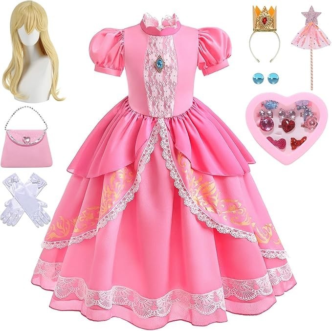 Princess Costume for Girls Dress up Holiday for 7-10 Years Kids with Accessories
