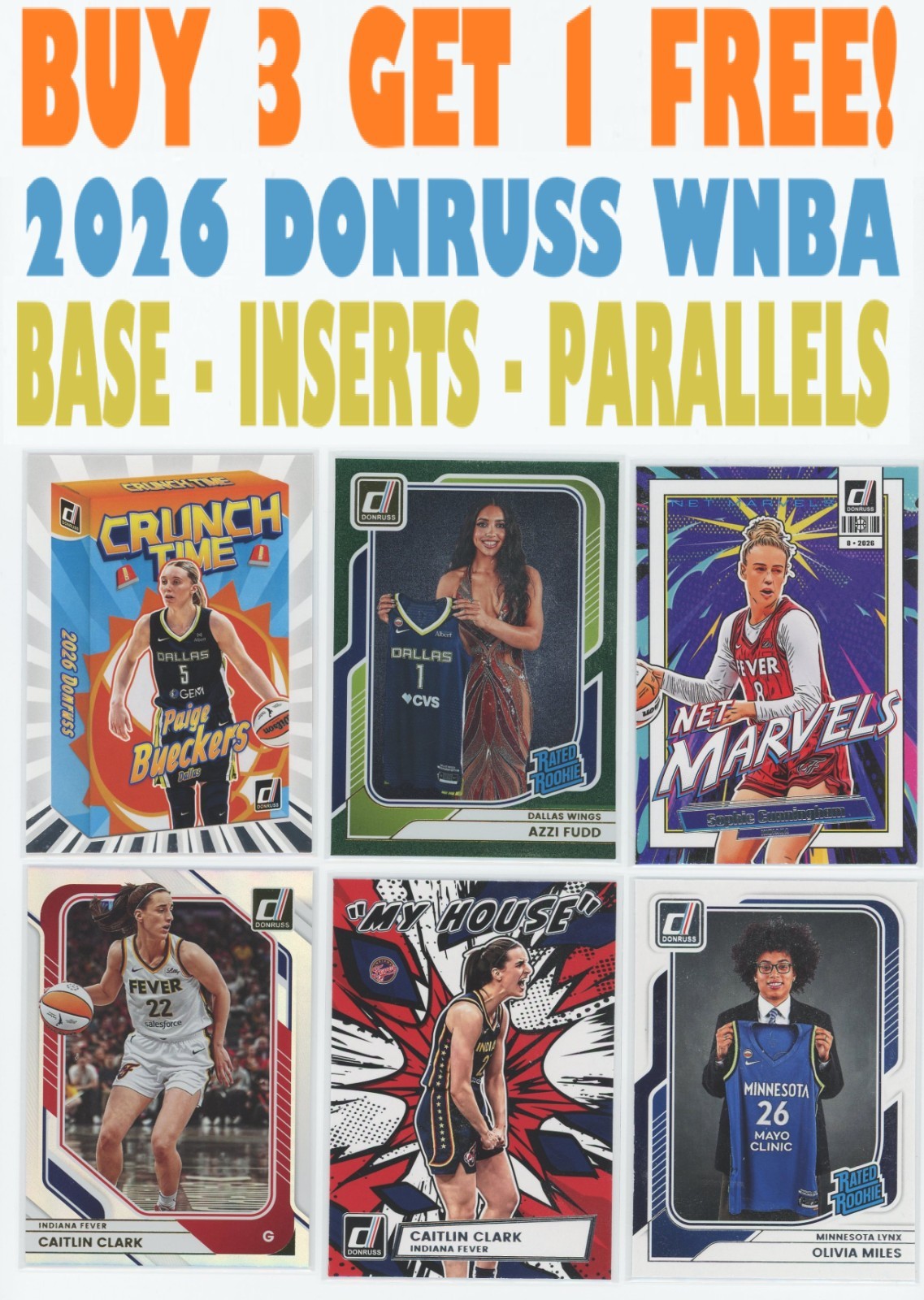 2026 Donruss WNBA Base/Insert/Parallel (BUY 3 GET 1) You Pick/Complete Your Set