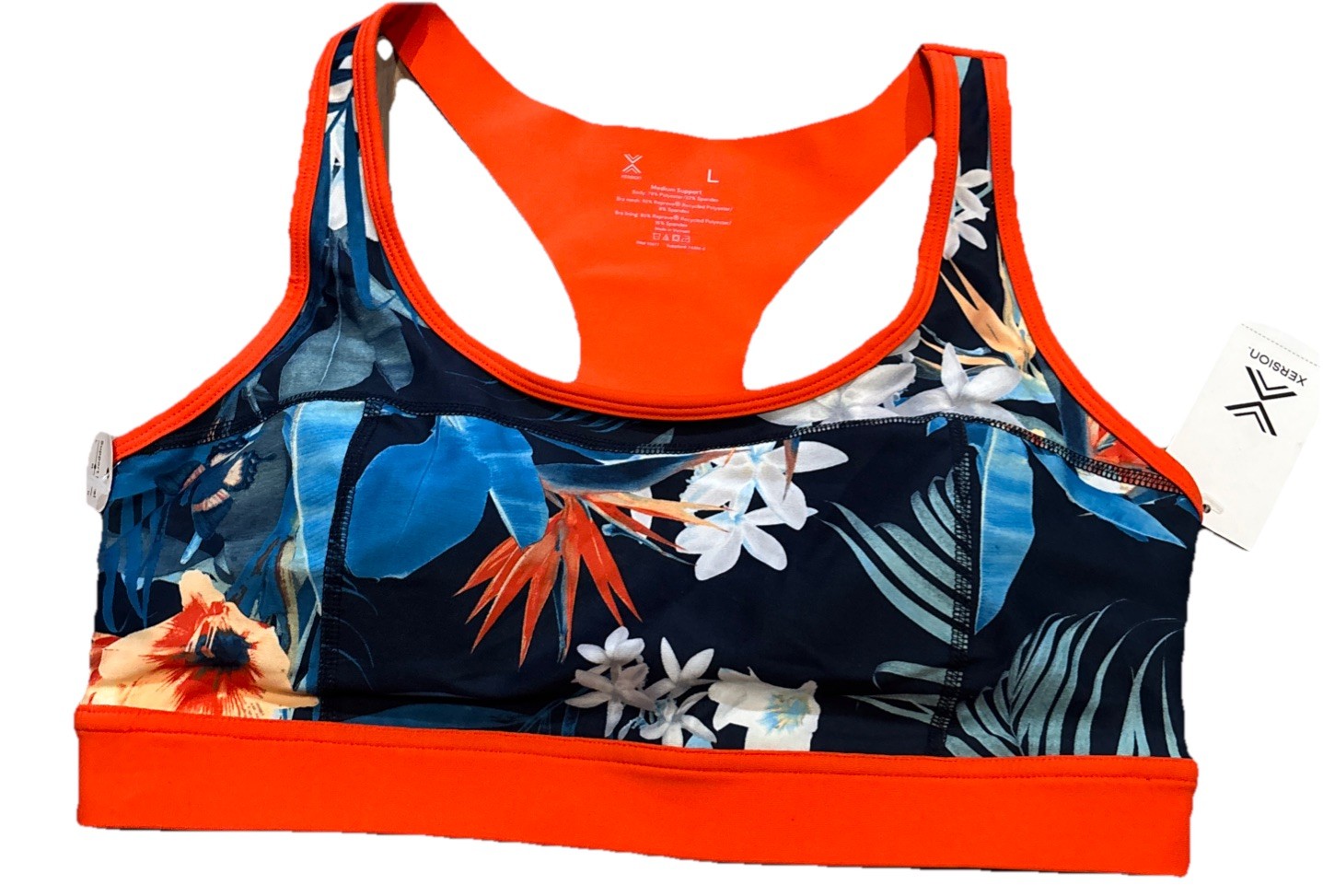 Xersion Women\'sBRA MÉDIUM COMPRESSION ISLA FLORAL Size LARGE NEW WITH TAGS Xersion Women\'sBRA MÉDIUM COMPRESSION ISLA FLORAL Size LARGE NEW WITH TAGS