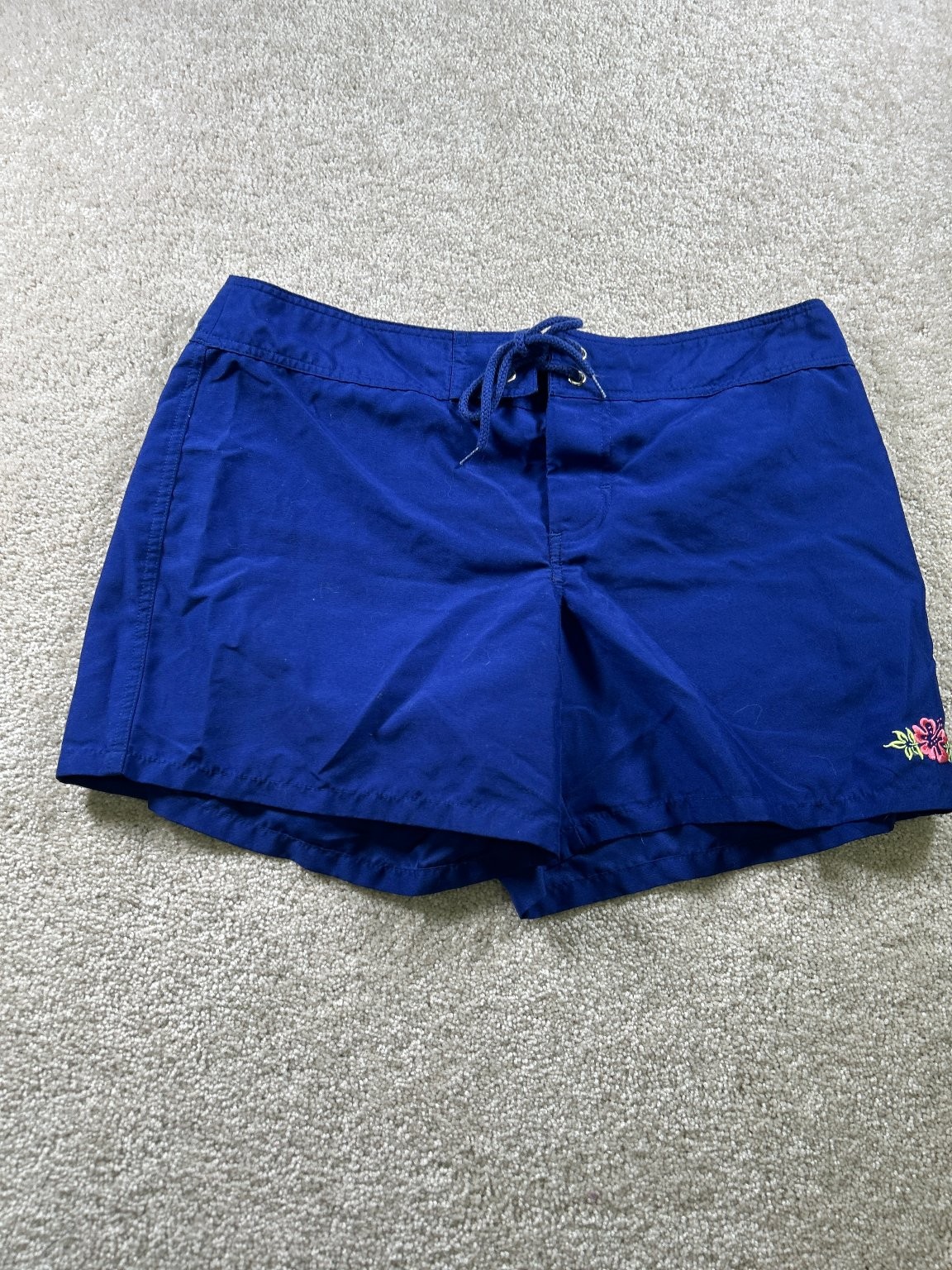 Outlooks Women\'s Blue Shorts Medium Polyester Floral Embroidered Outlooks Women\'s Blue Shorts Medium Polyester Floral Embroidered
