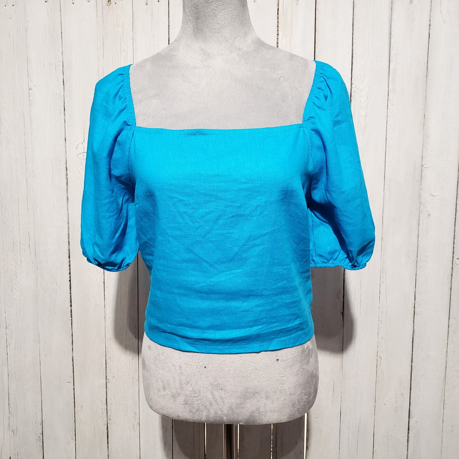 NEW Francesca\'s Mi Ami L Turquoise Lace Up Back Top Cottage Coquette Coastal Mod NEW Francesca\'s Mi Ami L Turquoise Lace Up Back Top Cottage Coquette Coastal Mod