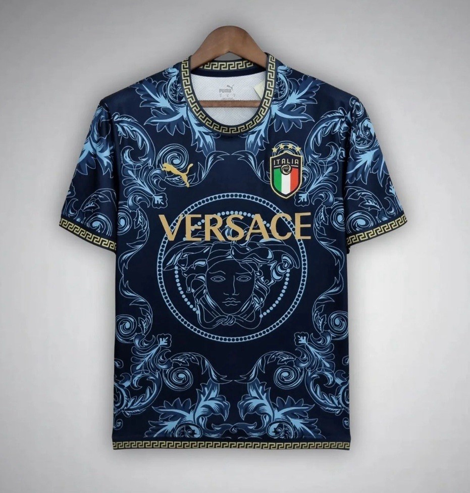 Italy Versace Blue special Football Shirt 2025/2026 Italy Versace Blue special Football Shirt 2025/2026