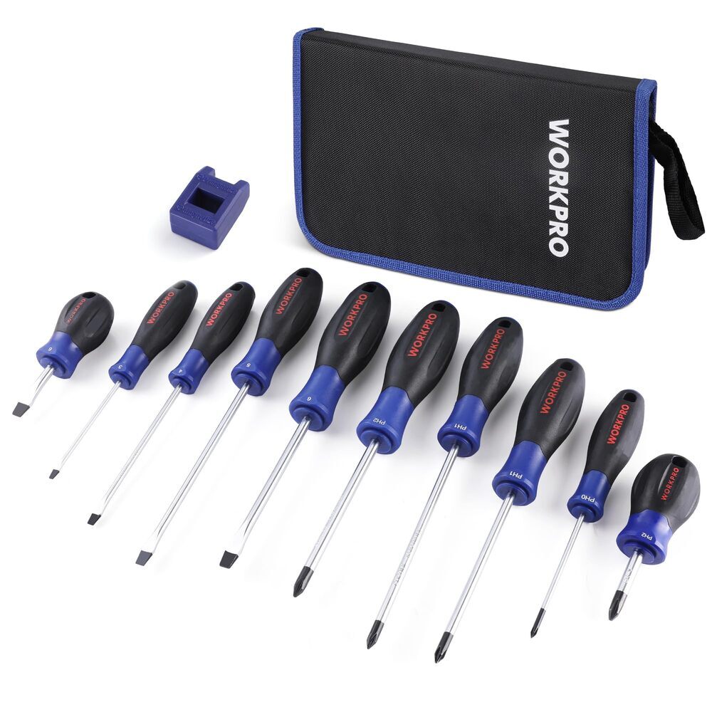 WORKPRO 10-Piece Magnetic Screwdriver Set Phillips Slotted Flat Head Screwdriver WORKPRO 10-Piece Magnetic Screwdriver Set Phillips Slotted Flat Head Screwdriver