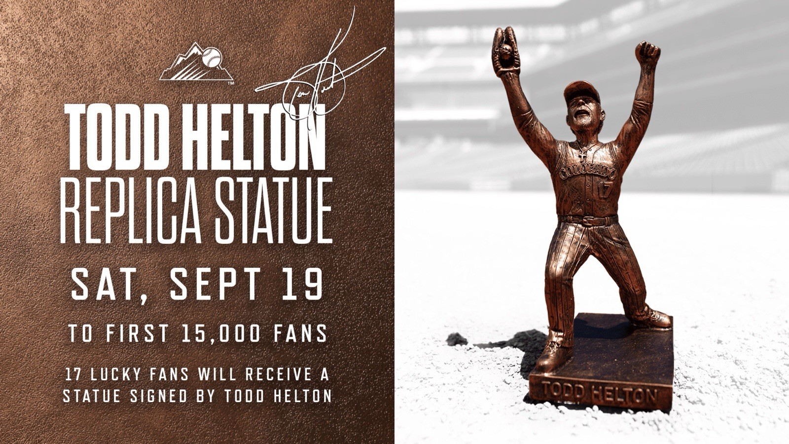TODD HELTON COLORADO ROCKIES #17 BRONZE FIGURINE REPLICA STATUE SGA TODD HELTON COLORADO ROCKIES #17 BRONZE FIGURINE REPLICA STATUE SGA