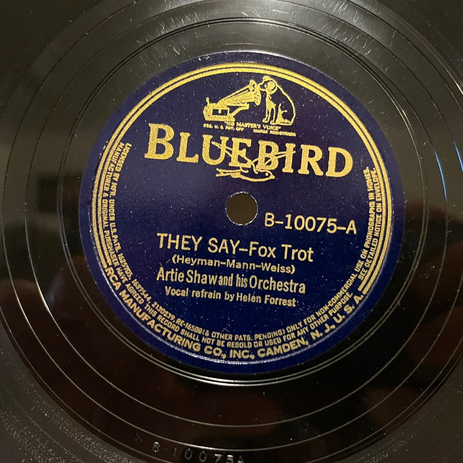 ARTIE SHAW - They Say / Room View (1938 Bluebird)- 10\