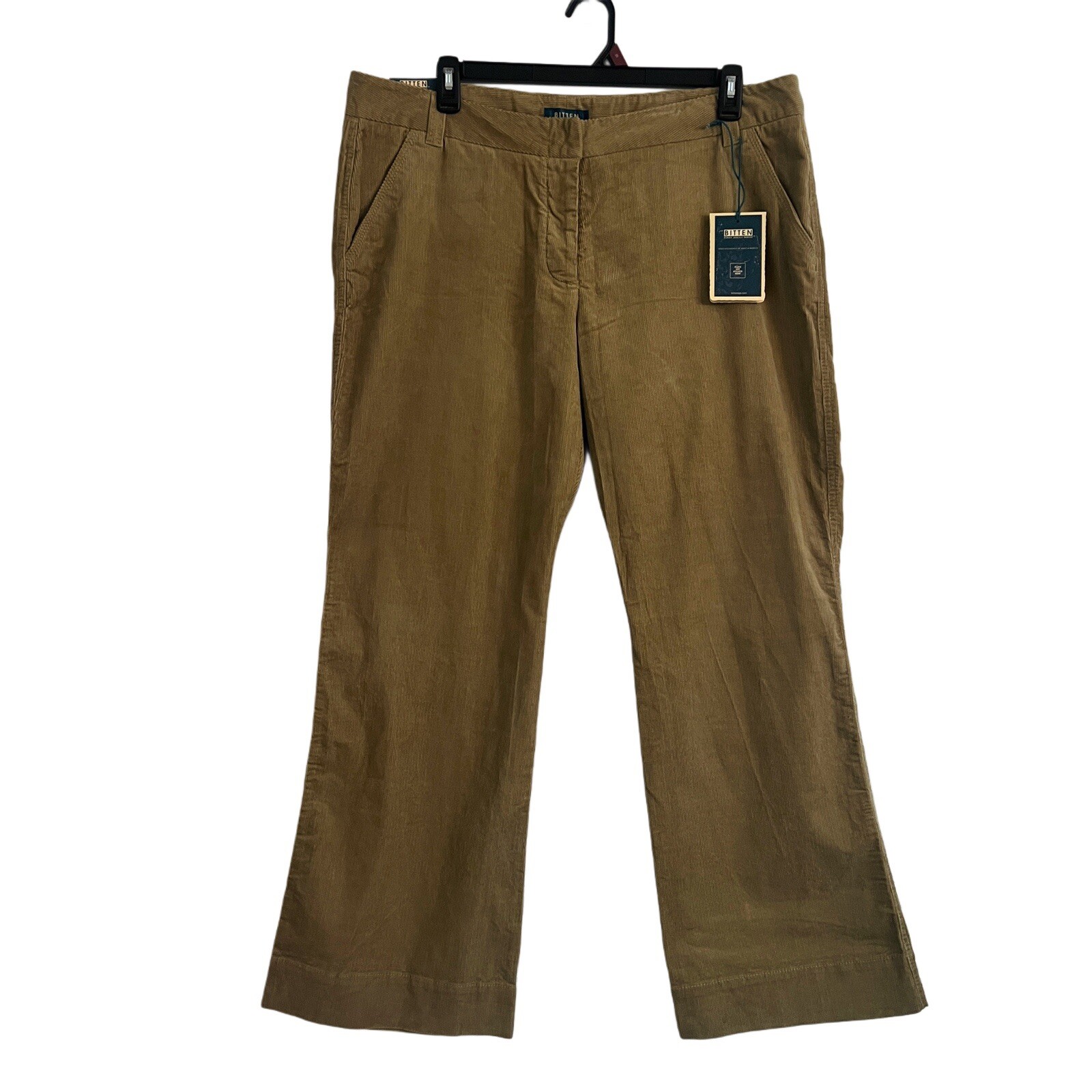 Bitten Women’s Brown Corduroy Pants 18 Flat Front Bootcut Button Fly NWT