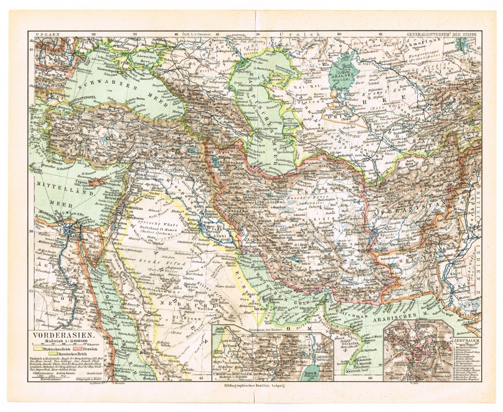 MIDDLE EAST 1909 PERSIA IRAQ IRAN Palestine Syria Caucasus Original Vintage map MIDDLE EAST 1909 PERSIA IRAQ IRAN Palestine Syria Caucasus Original Vintage map