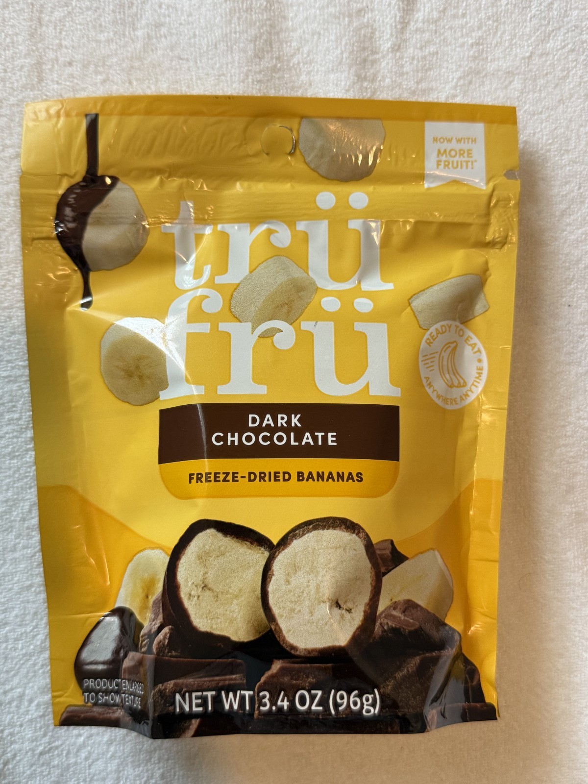 Tru Fru Hyper-Dried Real Bananas in Dark Chocolate 3.4 oz bag Tru Fru Hyper-Dried Real Bananas in Dark Chocolate 3.4 oz bag