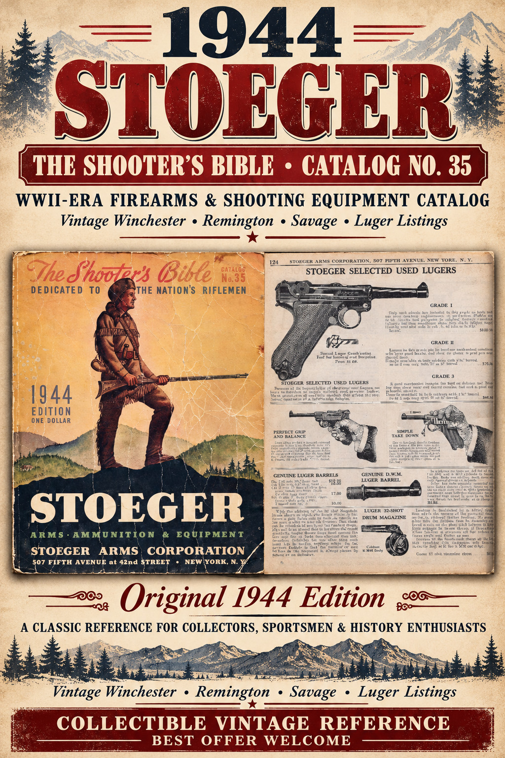 Vintage 1940s Stoeger Shooter\'s Bible Illustrated Firearms & Gunsmithing Catalog