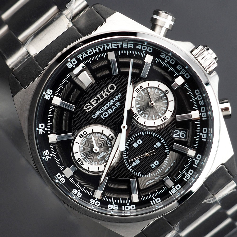 SEIKO SSB397 Essentials 41mm Black Dial Quartz Men's Watch New with Box
