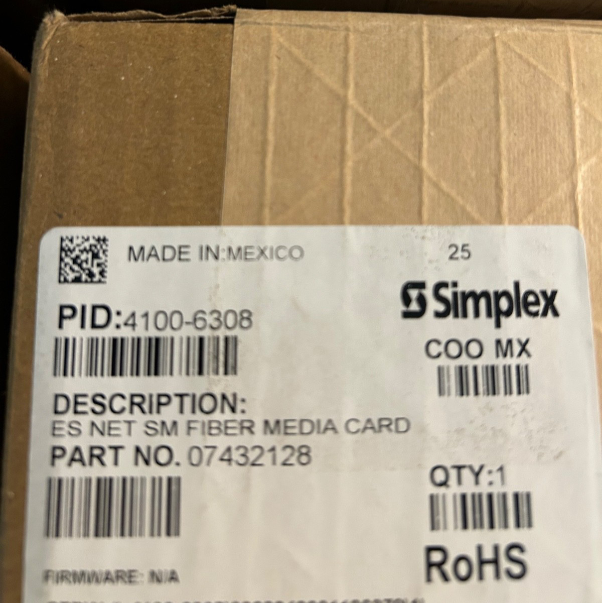NEW Simplex 4100-6308 ES NET SM Fiber Media Card FAST a NEW Simplex 4100-6308 ES NET SM Fiber Media Card FAST a