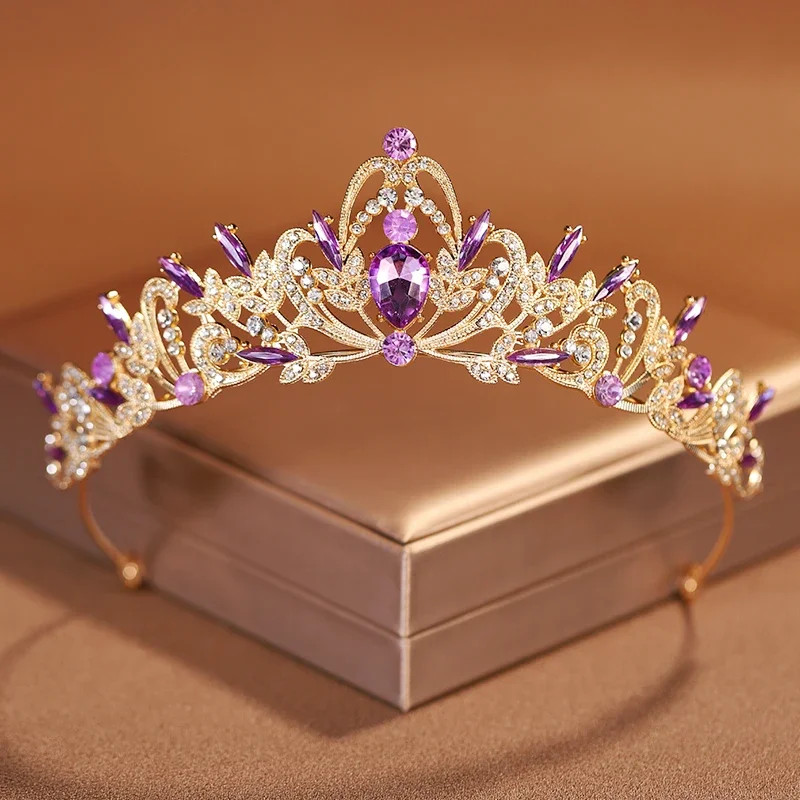 Bridal Headwear Purple-Colour Women\'s Grand Party Crown Birthday Tiaras Bridal Headwear Purple-Colour Women\'s Grand Party Crown Birthday Tiaras