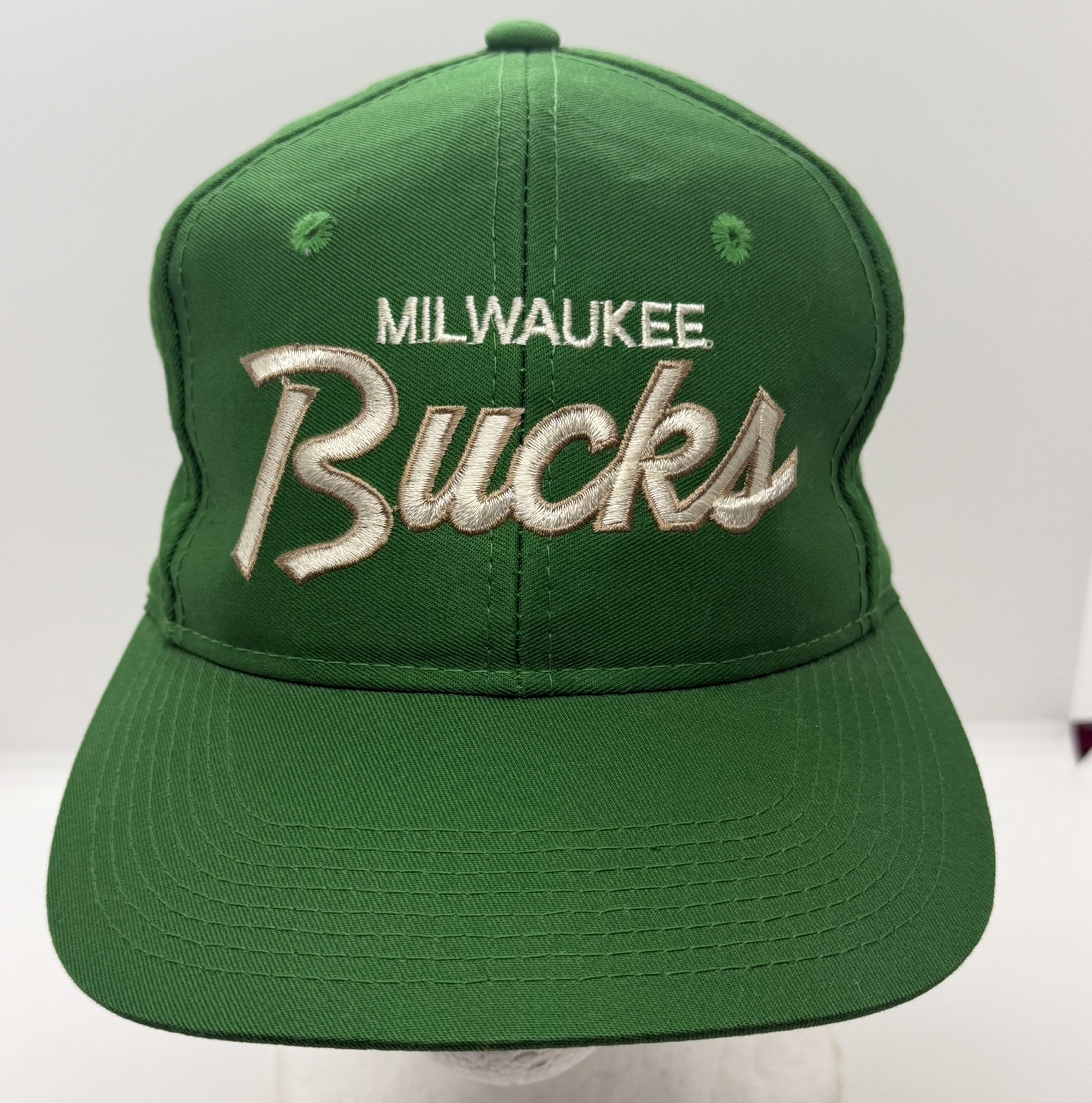 Vintage Milwaukee Bucks Sports Specialties NBA Script Logo SnapBack Cap Hat 90s Vintage Milwaukee Bucks Sports Specialties NBA Script Logo SnapBack Cap Hat 90s