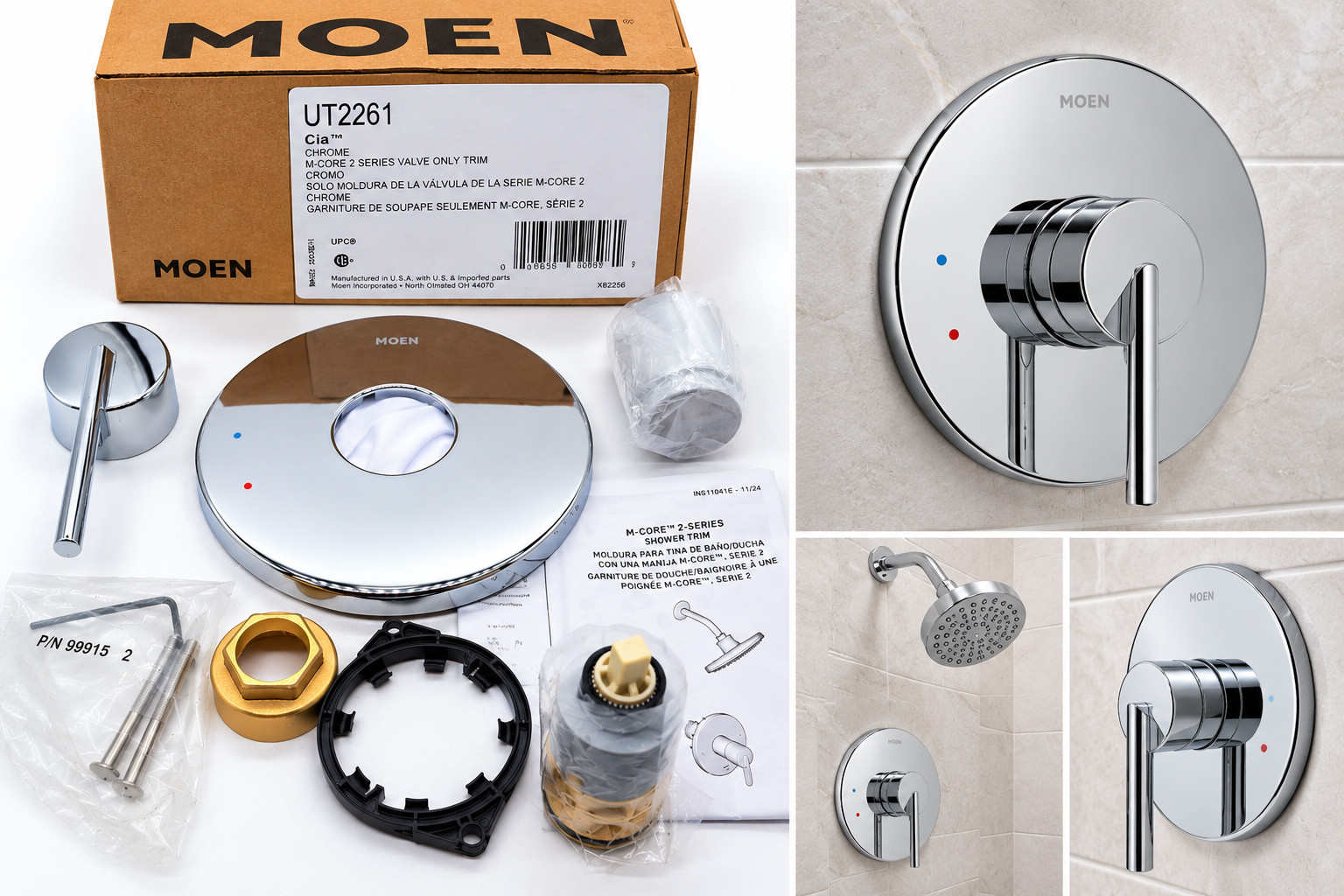Mo*en UT2261 Cia M-CORE 2-Series Shower Valve Trim Kit Chrome