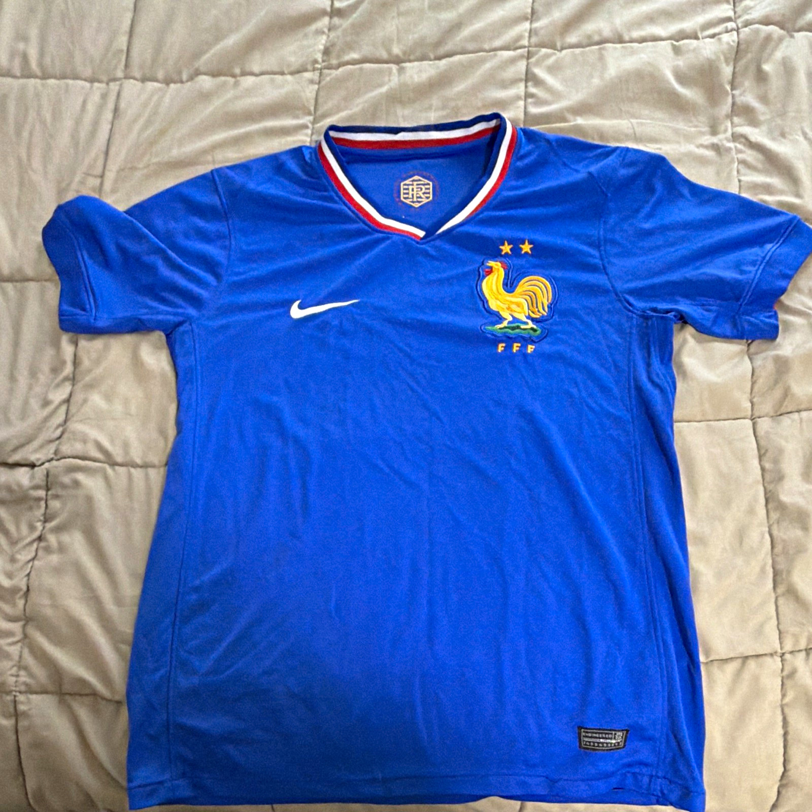 NIKE FRANCE FFF SOCCER JERSEY SHIRT BLUE SHORT SLEEVE NIKE FRANCE FFF SOCCER JERSEY SHIRT BLUE SHORT SLEEVE