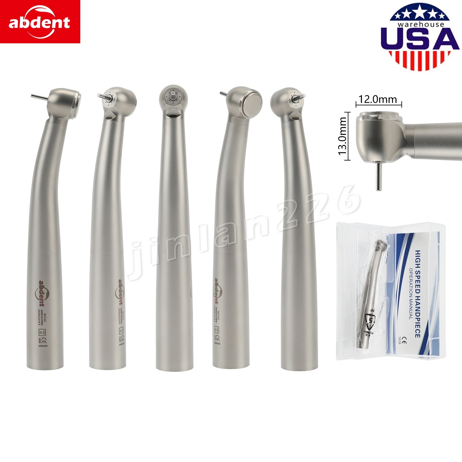 5Pc ABDENT Dental High Speed Air Turbine Handpiece For KAVO MULTIflex Coupler