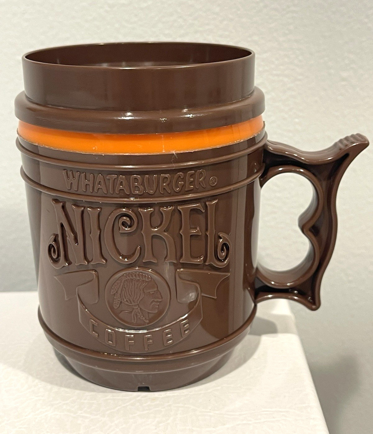 Whataburger Vintage Nickel Coffee Plastic Mug Brown w/ lid Whataburger Vintage Nickel Coffee Plastic Mug Brown w/ lid