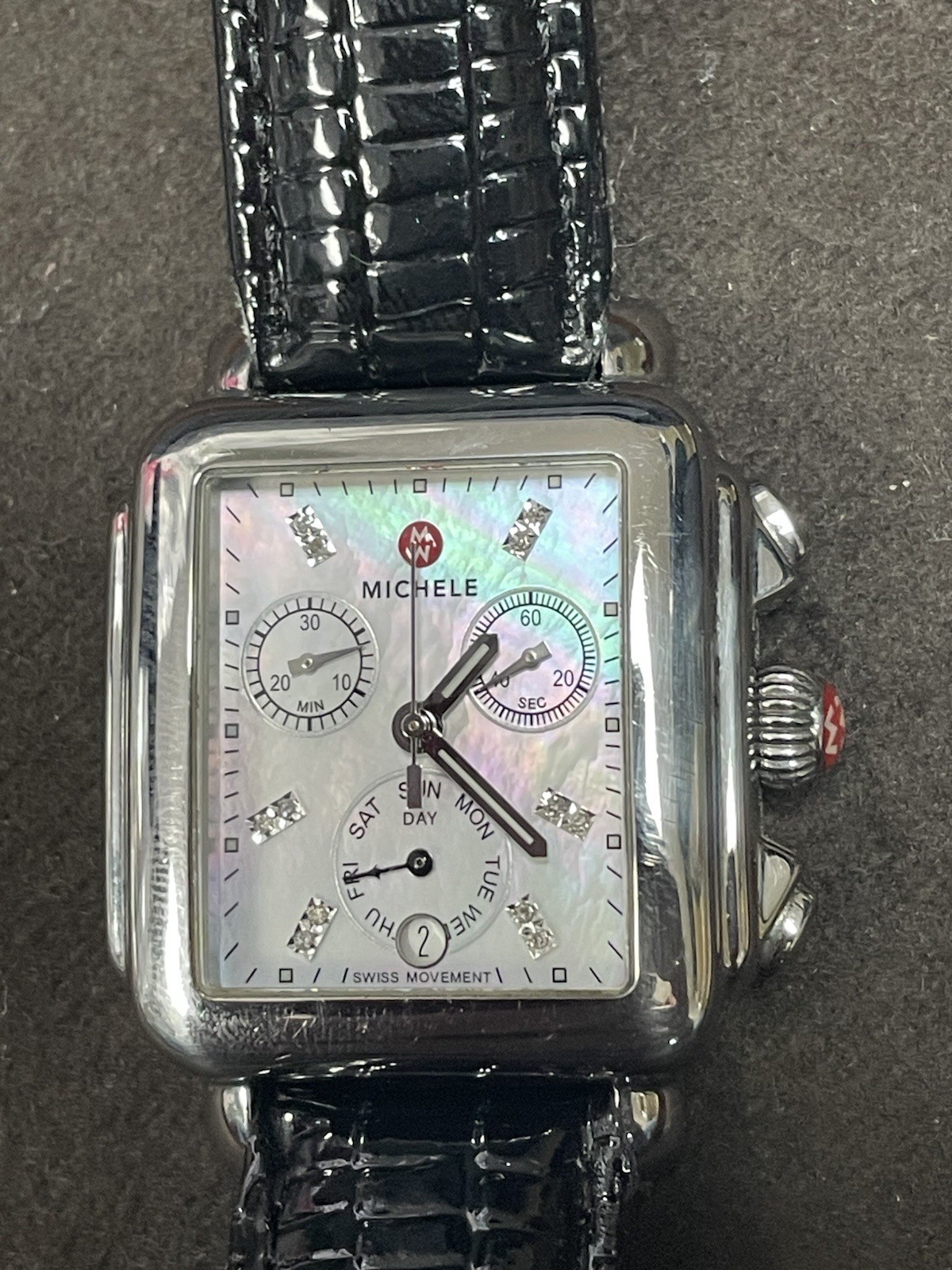 michelle deco Chronograph watch for women. Leather Band michelle deco Chronograph watch for women. Leather Band