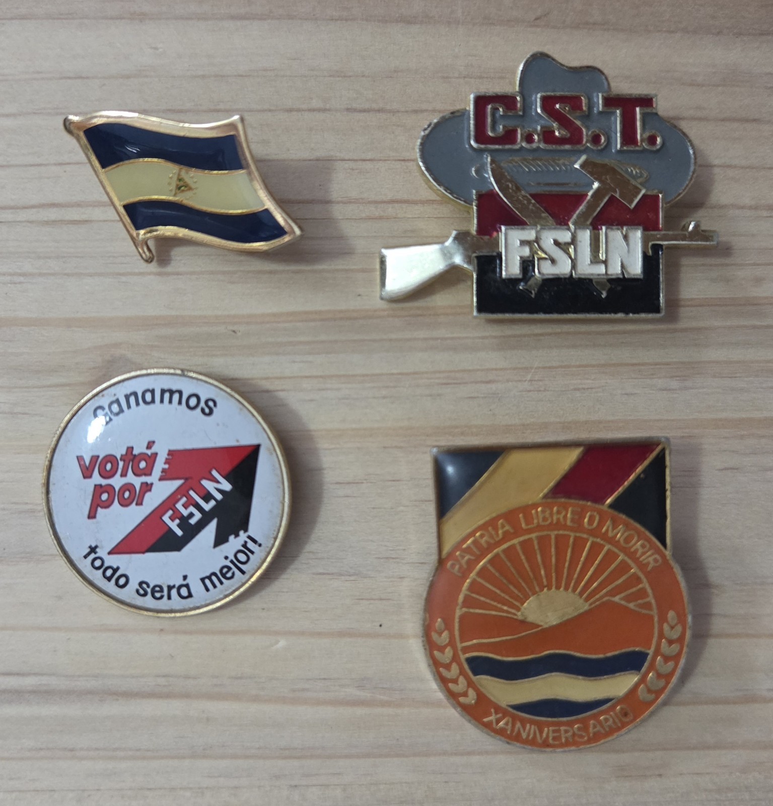 Set of 3 Vintage Nicaragua CST FSLN Sandinista Pins and 1 Flag Pin Set of 3 Vintage Nicaragua CST FSLN Sandinista Pins and 1 Flag Pin