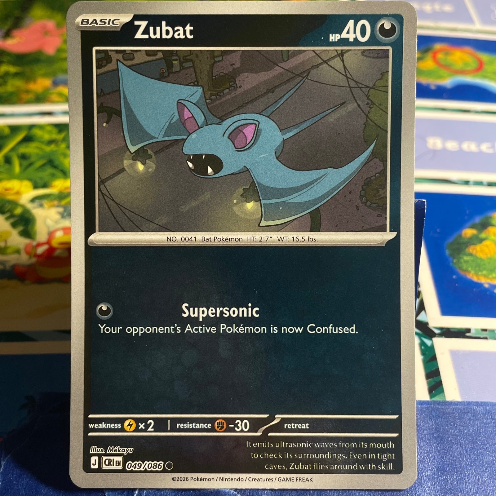 Zubat 049/086 Common Chaos Rising Pokemon Reverse Holo Near Mint