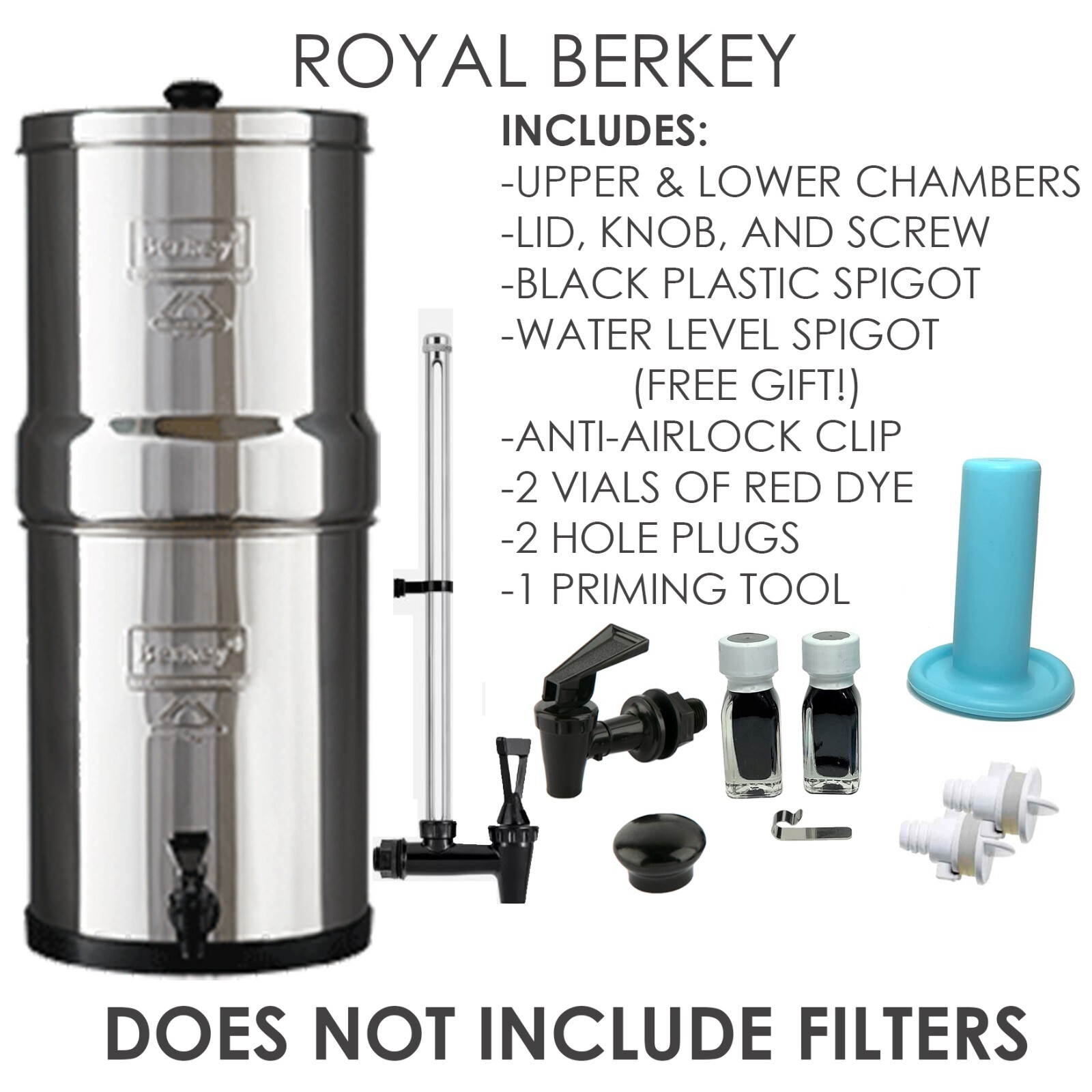 Royal Berkey 3.25 Gal Stainless Steel Housing Only - Open Box w/ Spigot