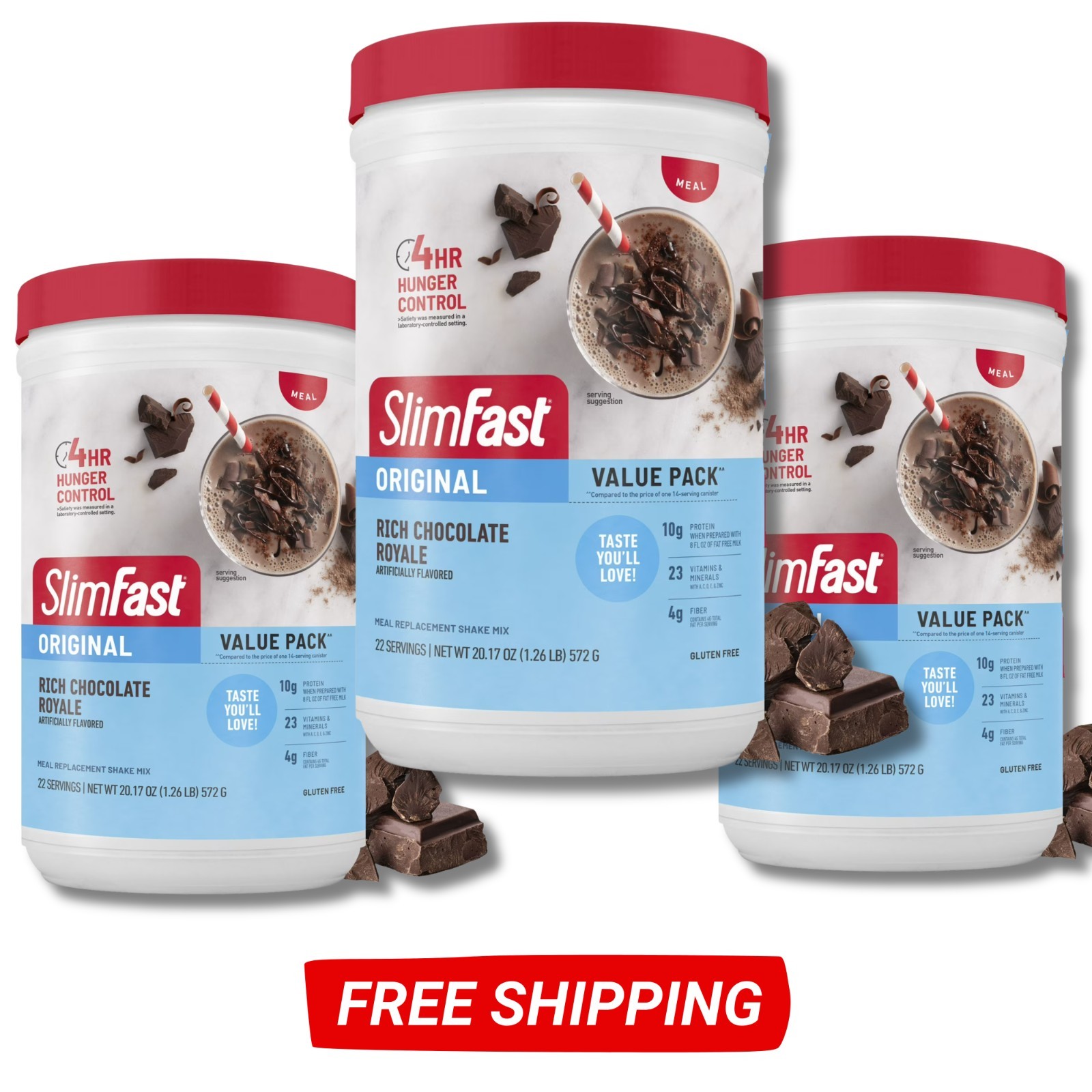 SlimFast Original Meal Replacement Shake Mix, Rich Chocolate Royale, 20.18 oz, SlimFast Original Meal Replacement Shake Mix, Rich Chocolate Royale, 20.18 oz,