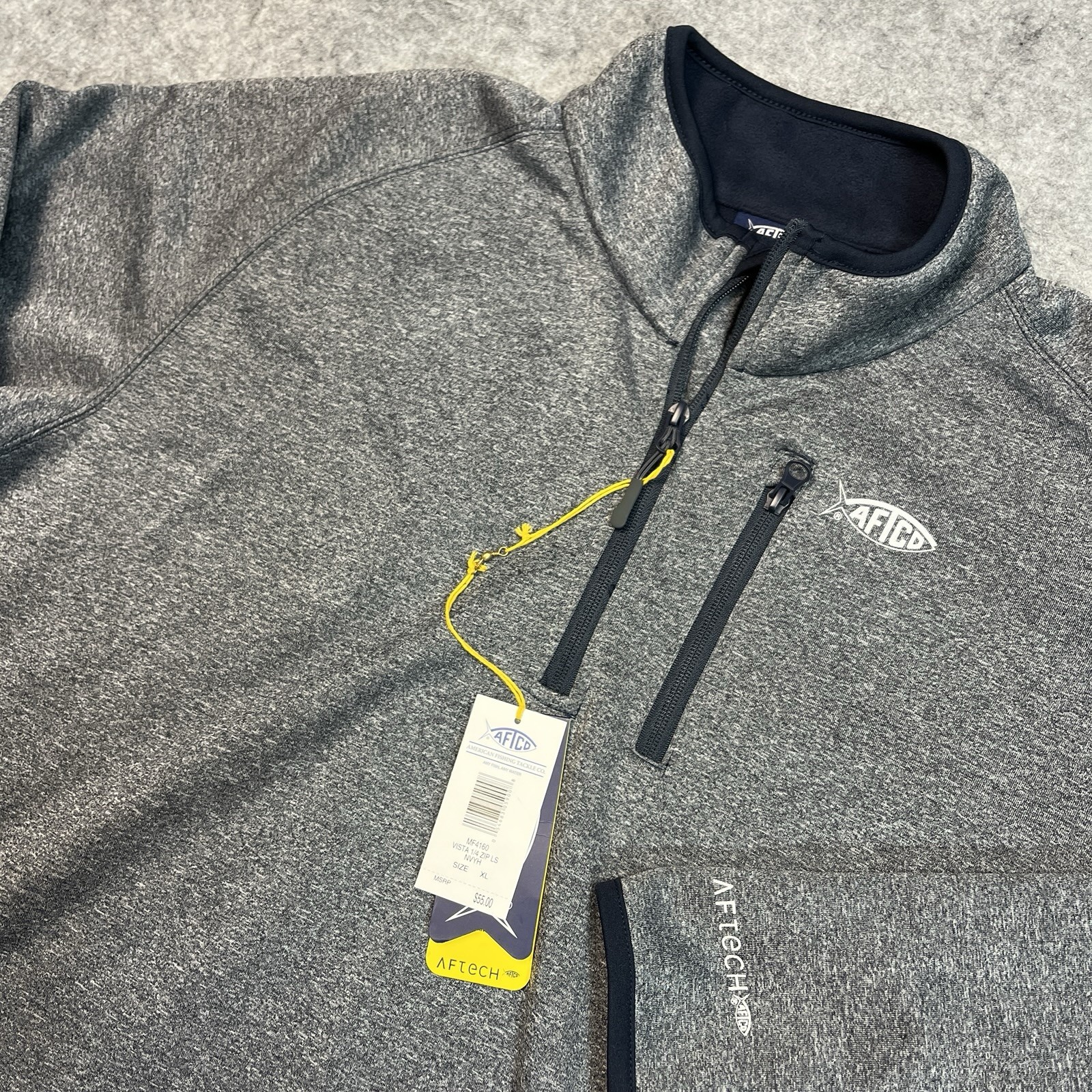 AFTCO 1/4 Zip Fleece Pullover Men\'s XL Gray AFTECH Fishing shirt NEW AFTCO 1/4 Zip Fleece Pullover Men\'s XL Gray AFTECH Fishing shirt NEW