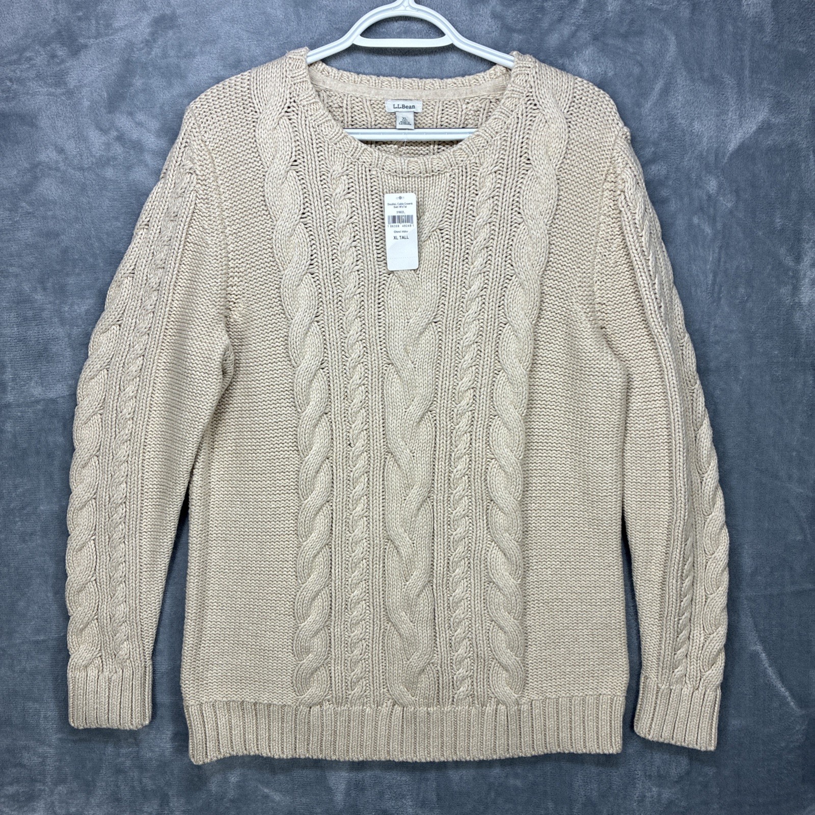 L.L. Bean Open Cable Knit Heavyweight Sweater Women\'s XL TALL Crewneck