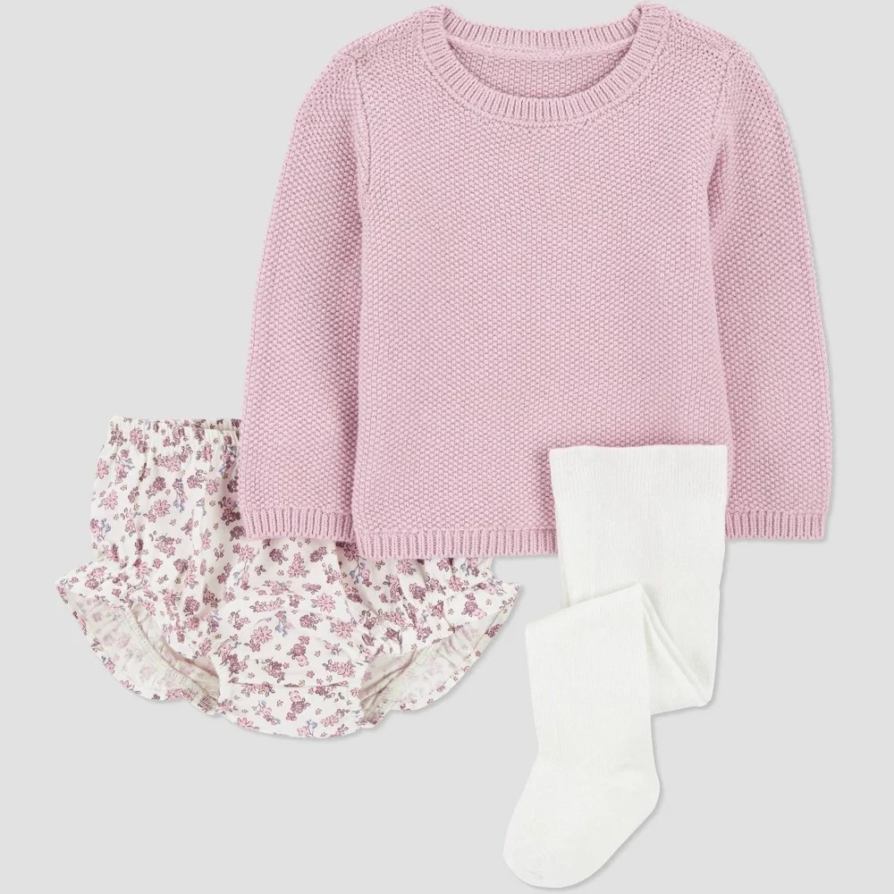 Carter's Baby Girls' 3pc Floral Sweater Set - Size 3M