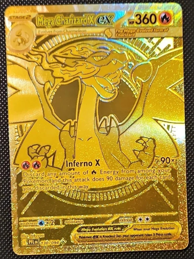 Mega Charizard X EX Gold Hyper Rare 130/094 Phantasmal Flames Pokemon MINT Mega Charizard X EX Gold Hyper Rare 130/094 Phantasmal Flames Pokemon MINT
