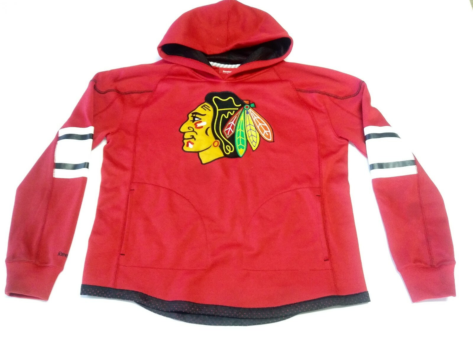 Reebok NHL Boys Youth Chicago Blackhawks Face Off Pullover Fleece Hoodie Red L