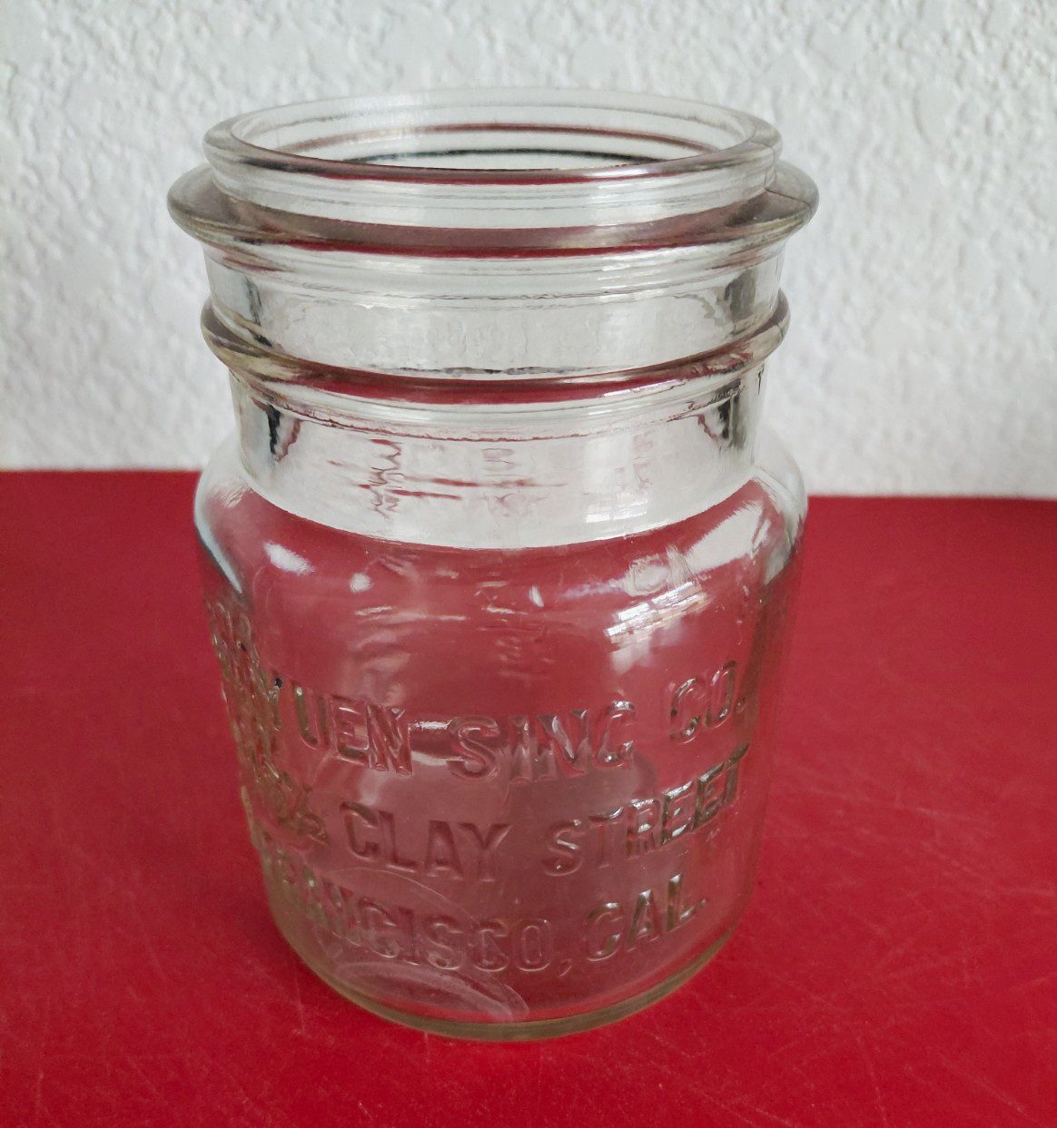 Old Glass Chinese Bean Cake Jar Old Glass Chinese Bean Cake Jar