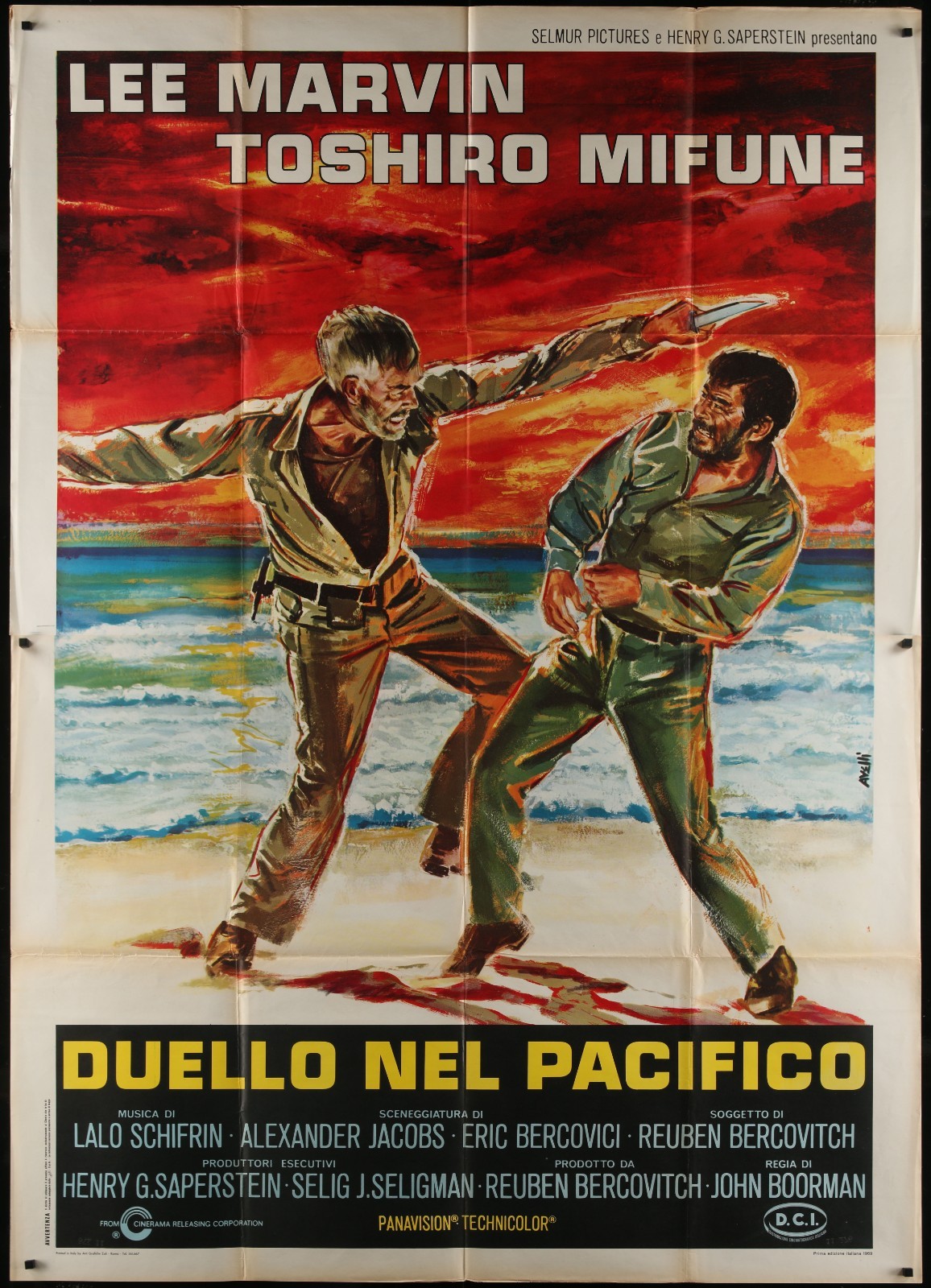 Hell in the Pacific Lee Marvin Toshiro Mifune 1968 Italian 55x78 Movie Poster