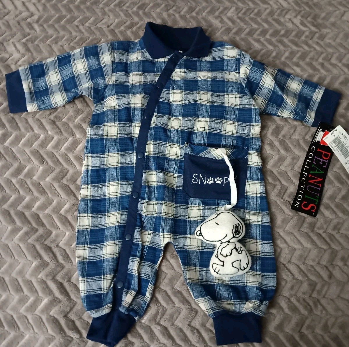 Snoopy Peanuts Vtg Boys Blue Plaid Outfit 6 To 9 Month Tags Plush Attached Sears Snoopy Peanuts Vtg Boys Blue Plaid Outfit 6 To 9 Month Tags Plush Attached Sears
