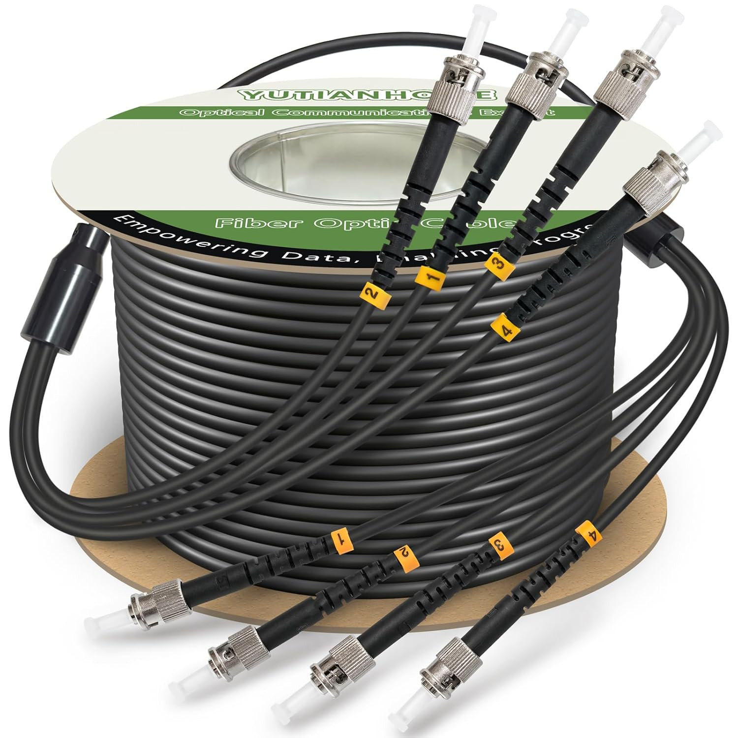165Ft Outdoor Armored Fiber Optic Cable, 4 Core ST to ST, Direct Burial 165Ft Outdoor Armored Fiber Optic Cable, 4 Core ST to ST, Direct Burial