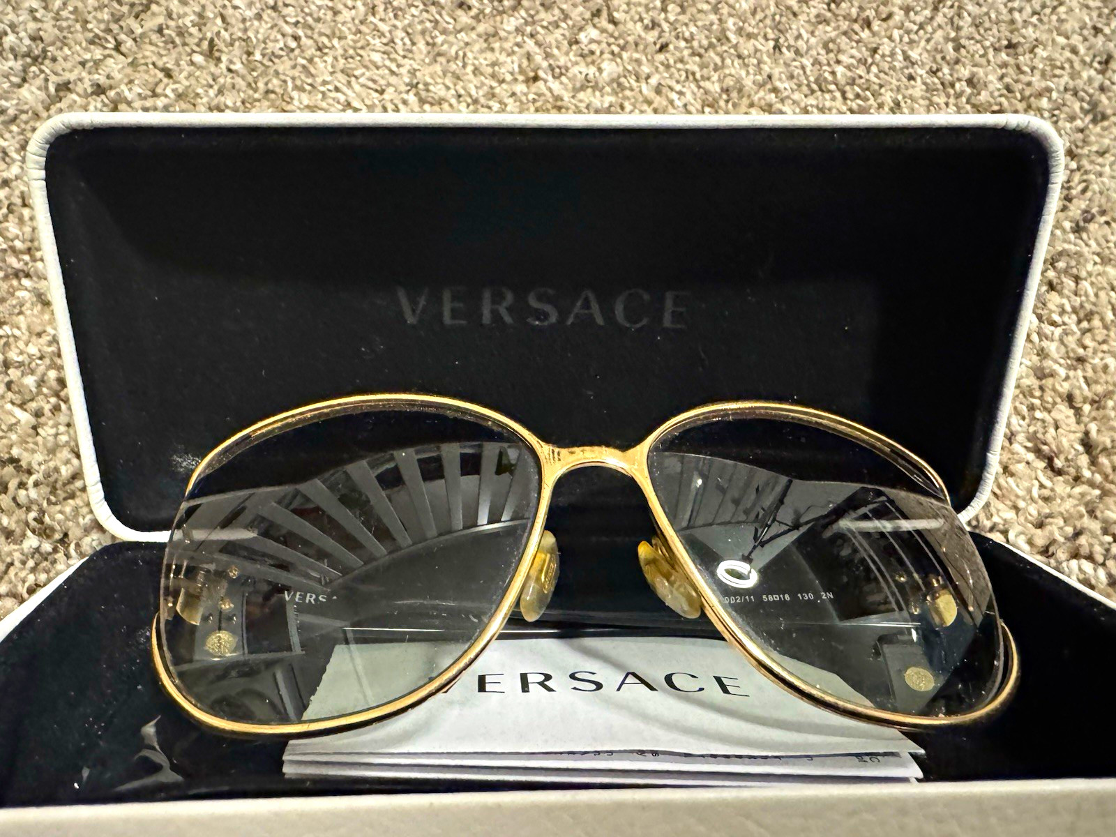 Versace Women\'s 0211 Aviator Sunglasses Metal Gold Frame Gray Tinted Lightweight Versace Women\'s 0211 Aviator Sunglasses Metal Gold Frame Gray Tinted Lightweight