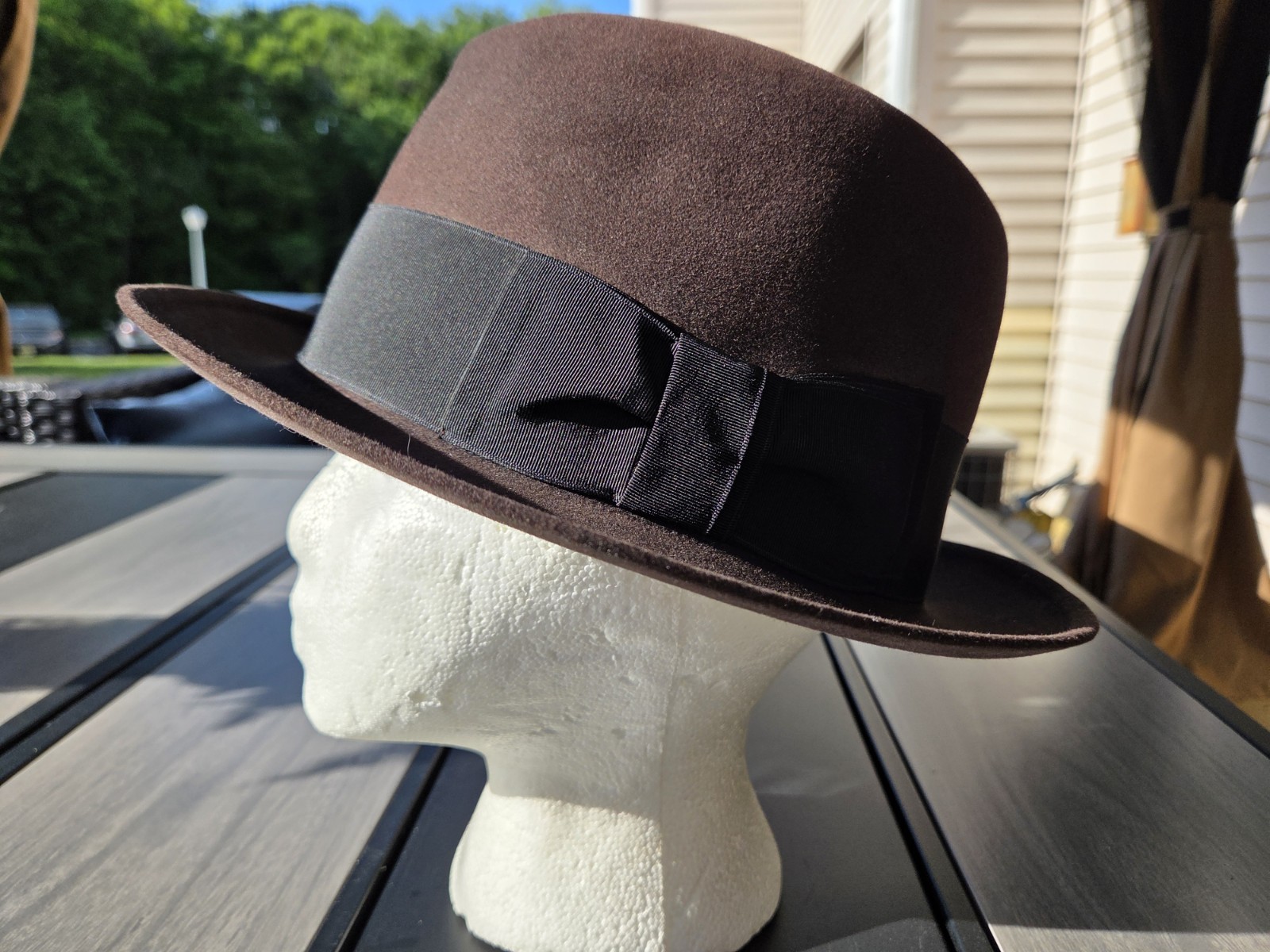 Vintage Stetson Premier “The New York” Brown Fur Felt Fedora Hat Mens 7 1/4 USA