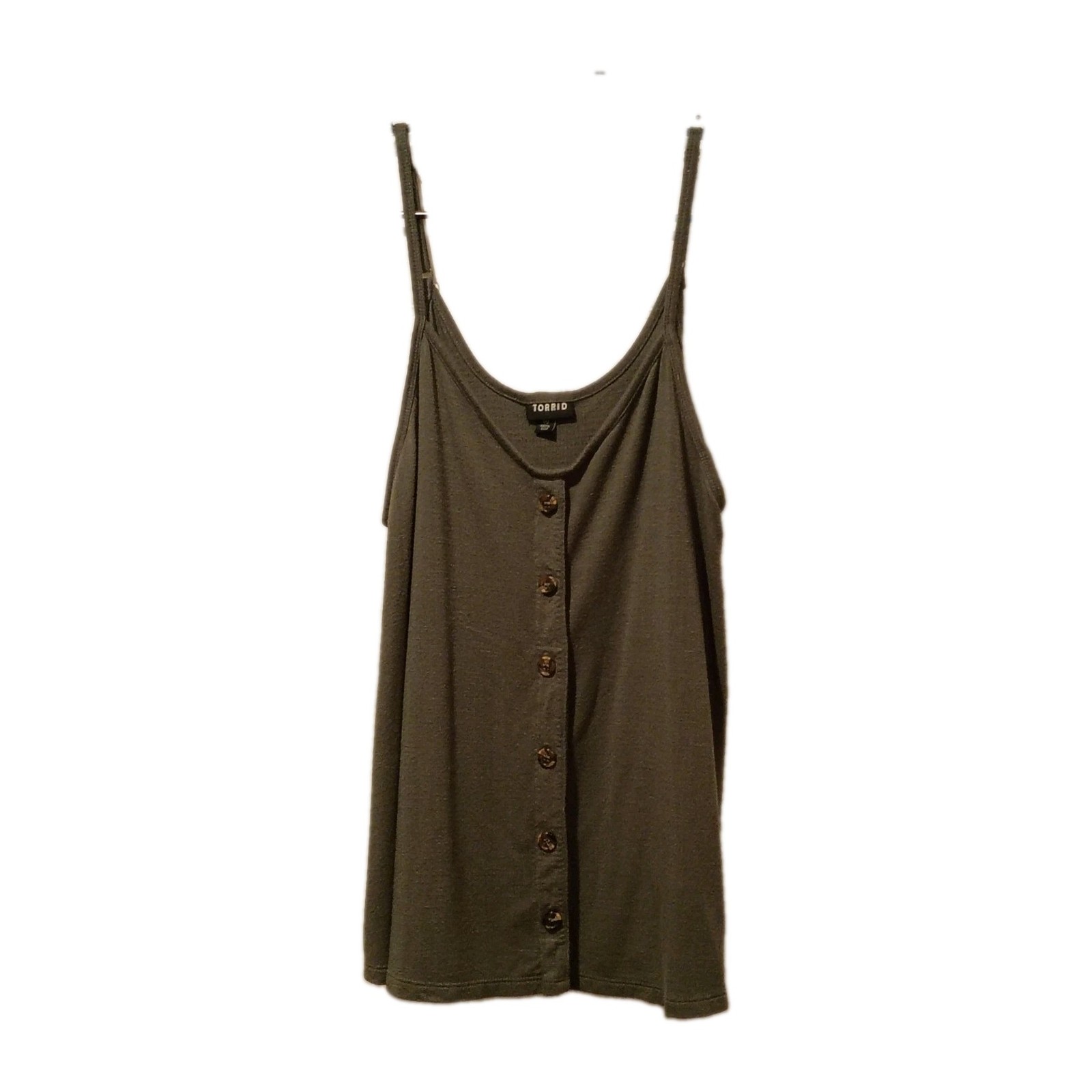 Torrid Green Solid Button Front Camisole Women\'s Plus Size 00