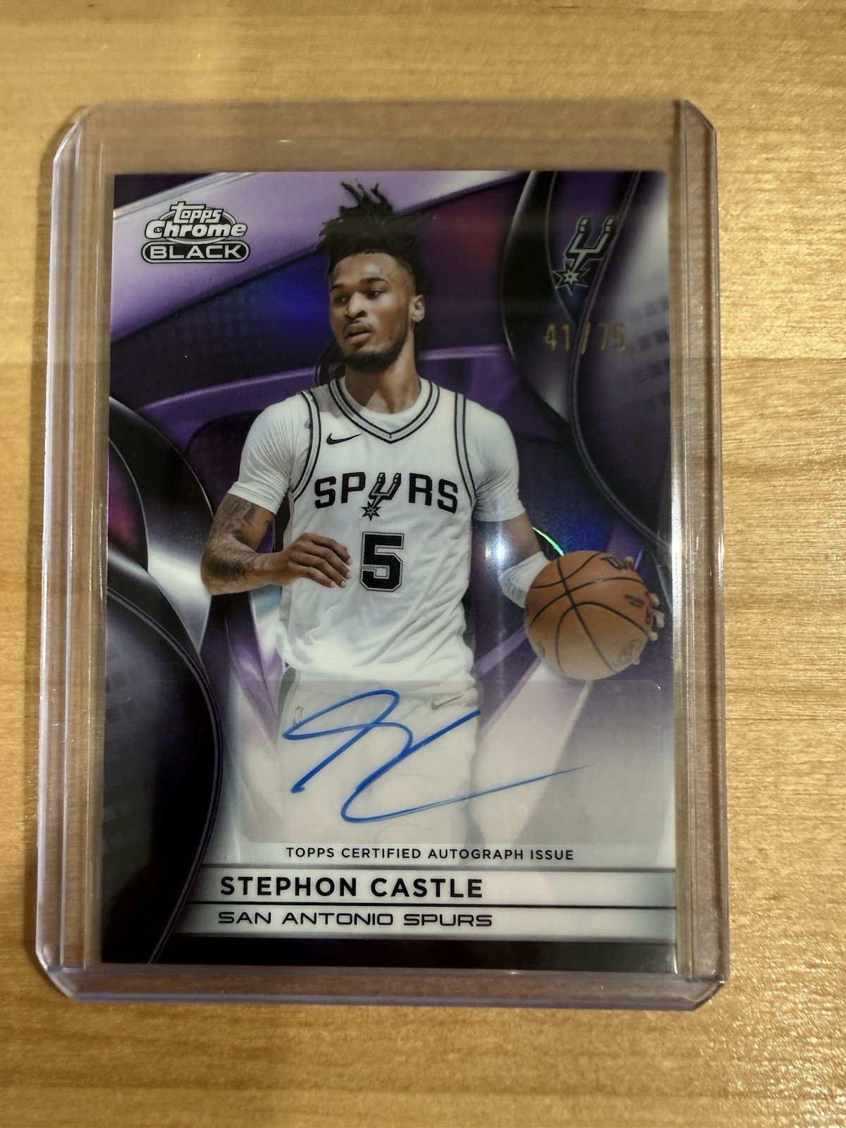 2025-26 Topps Chrome Black Stephon Castle Spurs AU-SCA Auto 41/75 2025-26 Topps Chrome Black Stephon Castle Spurs AU-SCA Auto 41/75