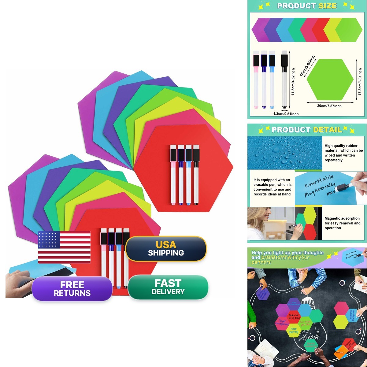 Gueevin 24 Pcs Hexagon Shape Magnetic Dry Erase Board Set 16 Hexagon Small Gueevin 24 Pcs Hexagon Shape Magnetic Dry Erase Board Set 16 Hexagon Small