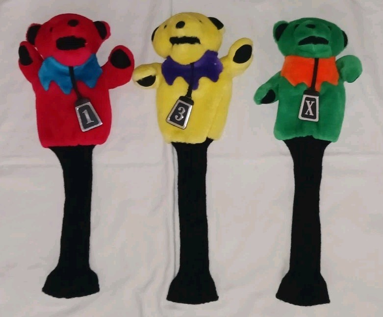 Set Of 3 Vintage 1997 GDM Grateful Dead Dancing Bears Golf Head Covers Set Of 3 Vintage 1997 GDM Grateful Dead Dancing Bears Golf Head Covers