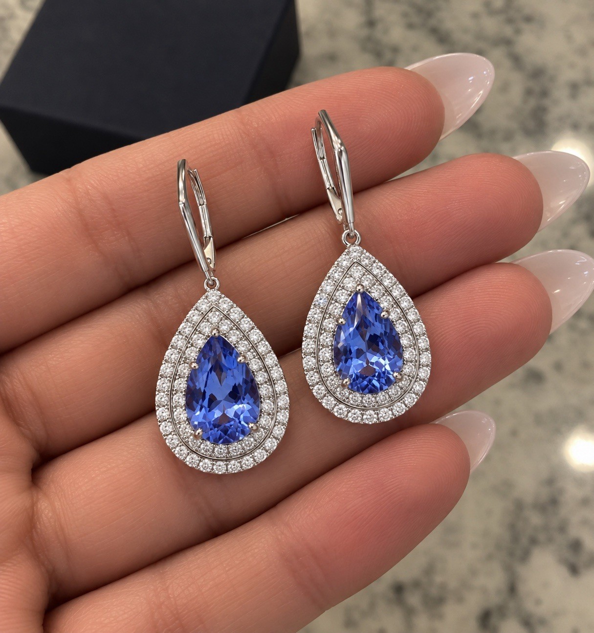 Tiffany & Co. Tanzanite Diamond Earrings Platinum