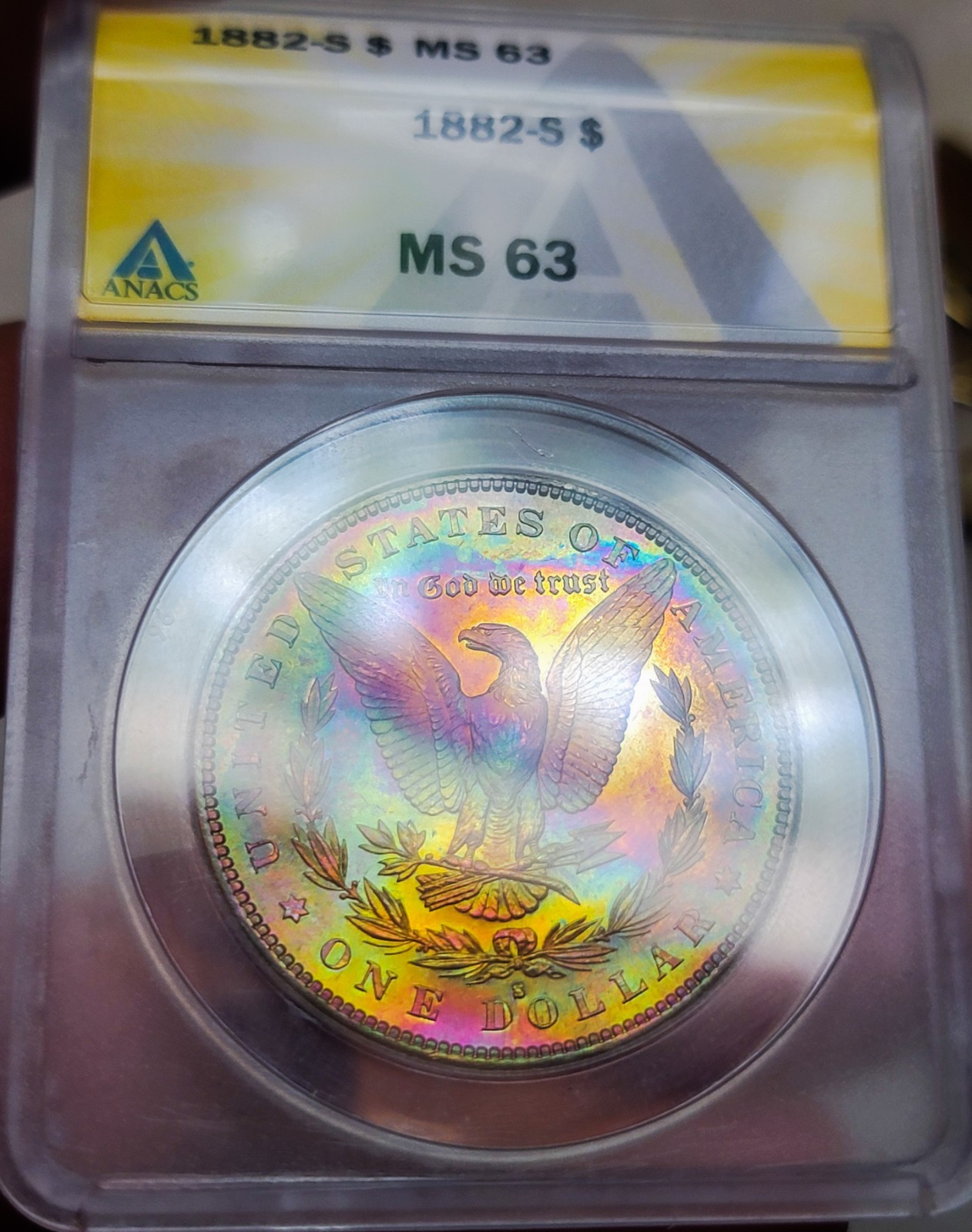 1882 S MS63 MORGAN SILVER DOLLAR / ABSOLUTELY STUNNING 🌈 VERY PQ . 1882 S MS63 MORGAN SILVER DOLLAR / ABSOLUTELY STUNNING 🌈 VERY PQ .