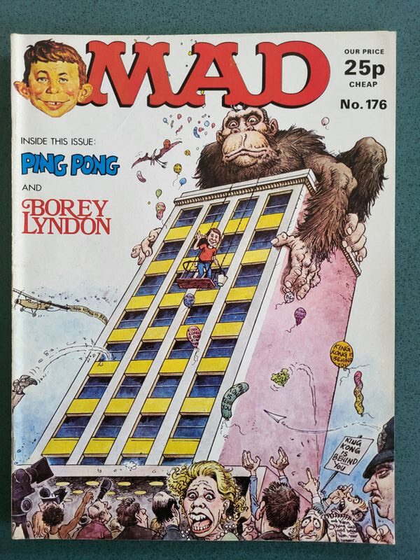 BRITISH-UK MAD  MAGAZINE - #176 - DEC 1976 ~ ALFRED & KING KONG COVER ~ SCARCE