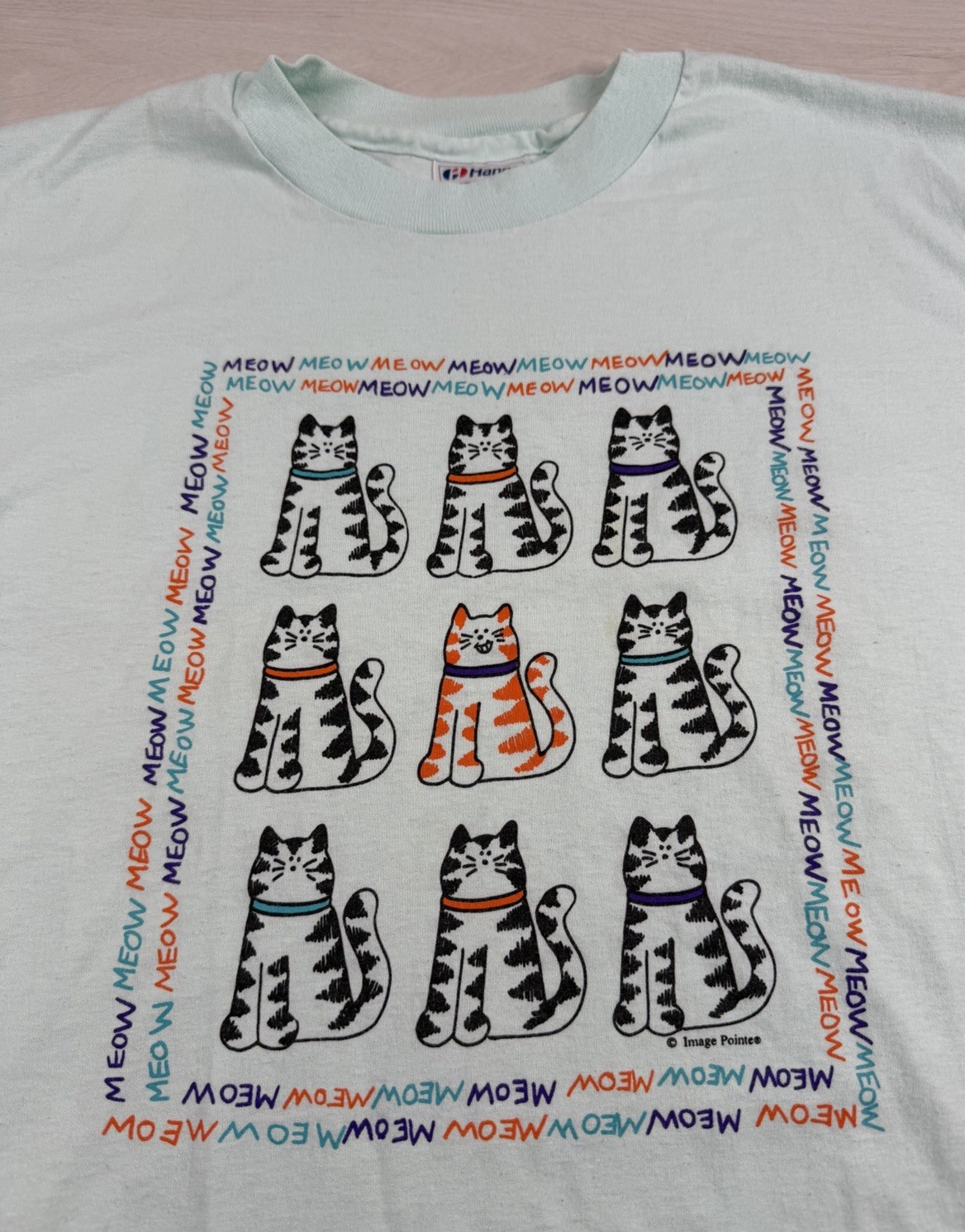 Vtg Cat T-Shirt Meow Meow Meow Graphic Tee Blue Single Stitch 90s USA Made Men L Vtg Cat T-Shirt Meow Meow Meow Graphic Tee Blue Single Stitch 90s USA Made Men L