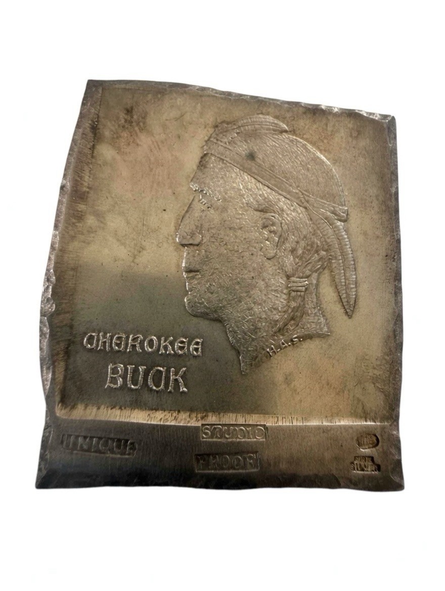 999 Fine Silver Cherokee Buck STUDIO PROOF INGOT by H. Alvin Sharpe RARE 3 Oz