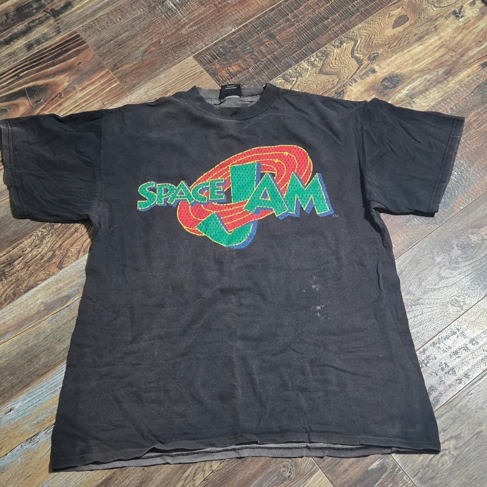 Vintage 1996 Space Jam T Shirt Faded Black Get Ready To Jam Warner Bros XL
