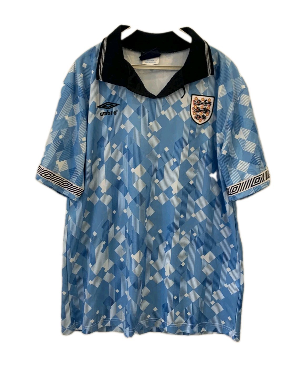 Vtg 1990 England National Team Third Jersey Umbro Original Blue Diamond XL #44