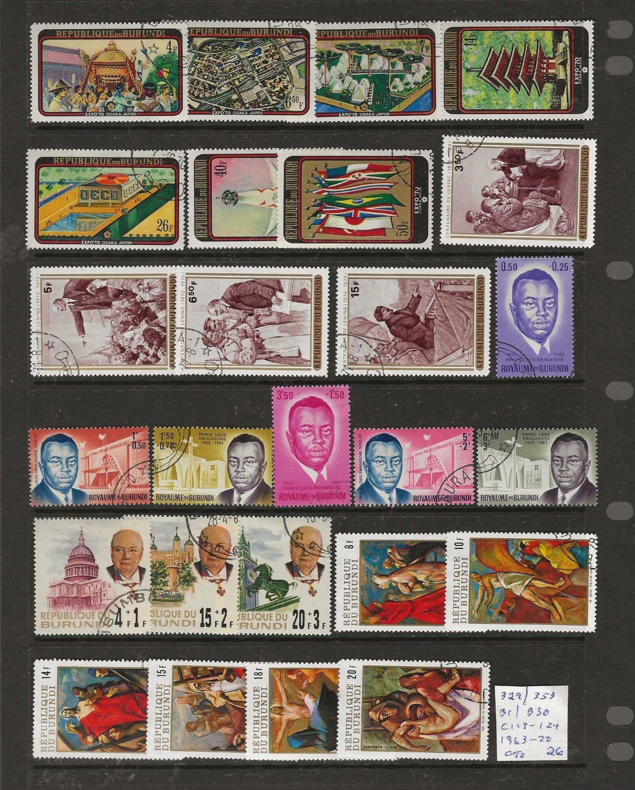 BURUNDI...Sc #329/353; B1/B30; C119-124...Used (CTO)...1963/70...26 Different